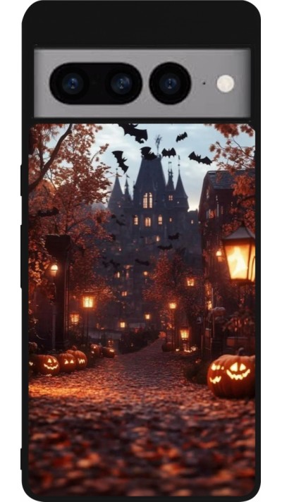 Coque Google Pixel 7 Pro - Silicone rigide noir Halloween 2025 Haunted house
