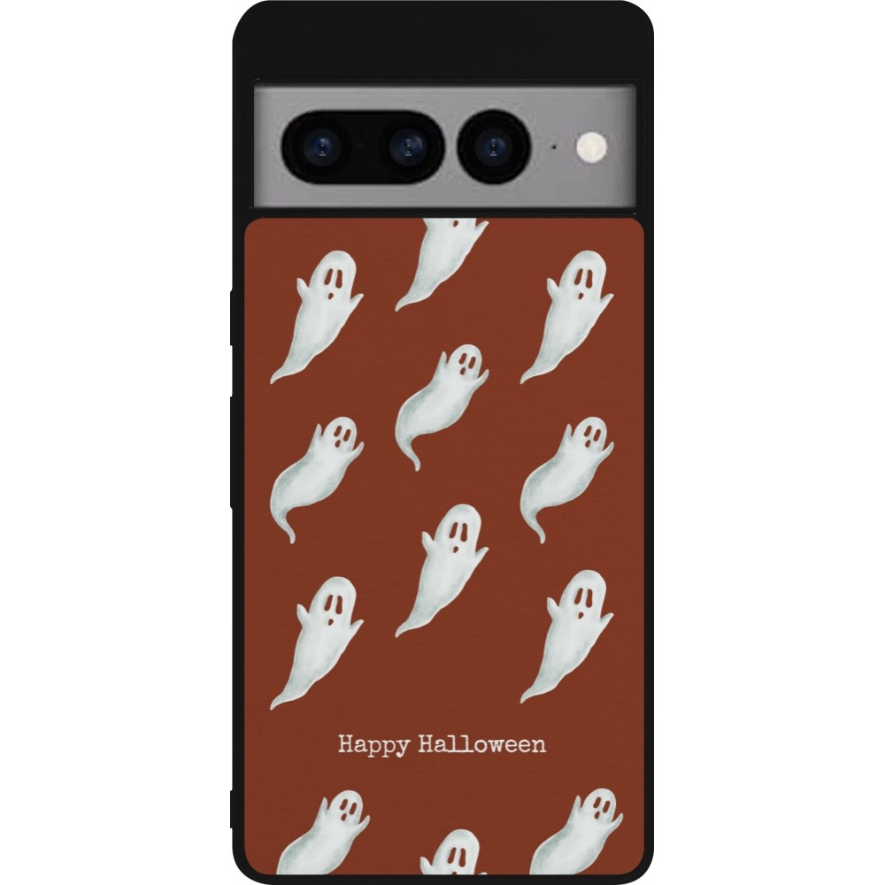 Coque Google Pixel 7 Pro - Silicone rigide noir Halloween 2025 Pattern of ghosts