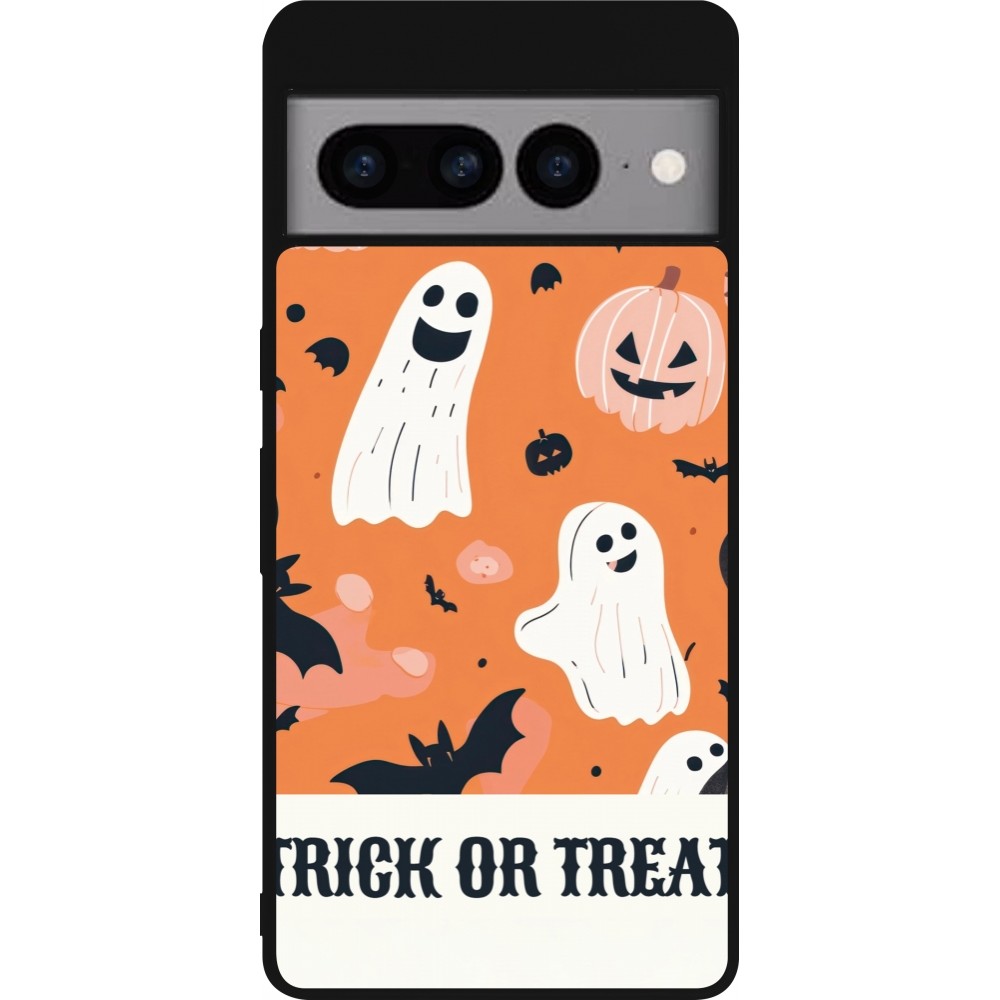 Coque Google Pixel 7 Pro - Silicone rigide noir Halloween 2025 Trick or treat