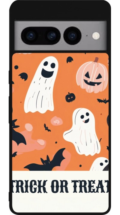 Coque Google Pixel 7 Pro - Silicone rigide noir Halloween 2025 Trick or treat