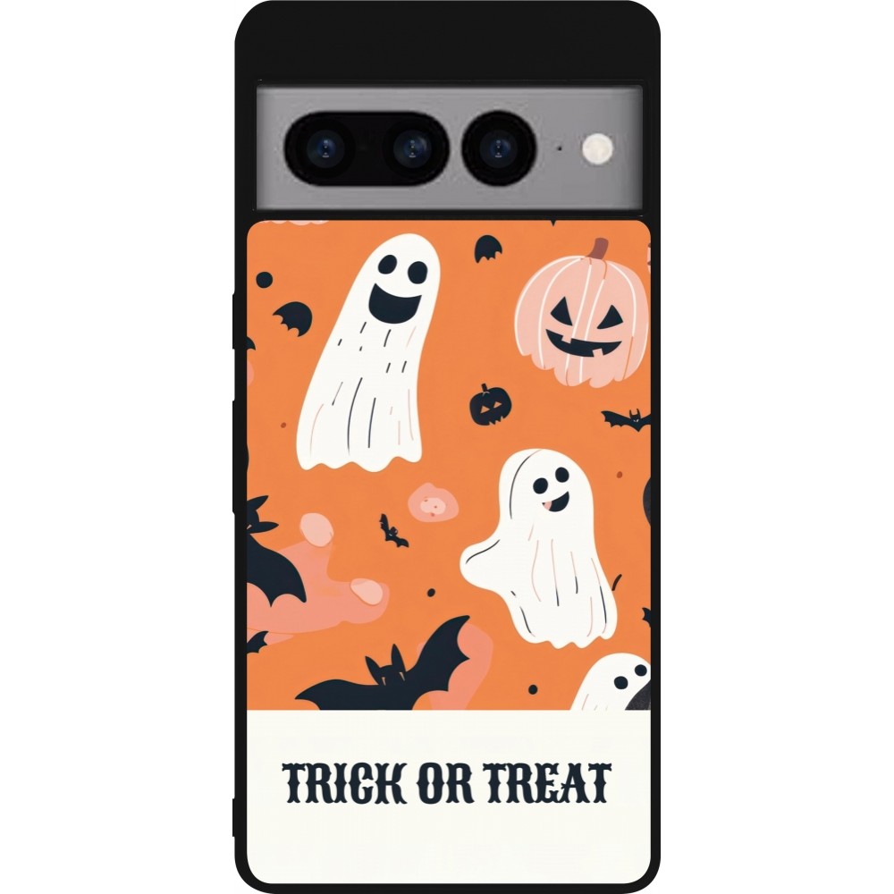 Google Pixel 7 Pro Case Hülle - Silikon schwarz Halloween 2025 Trick treat