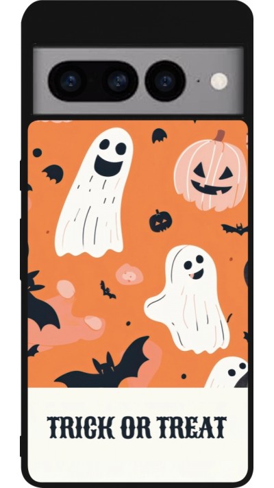 Google Pixel 7 Pro Case Hülle - Silikon schwarz Halloween 2025 Trick treat