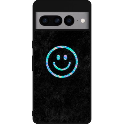 Coque Google Pixel 7 Pro - Silicone rigide noir Happy smiely irisé