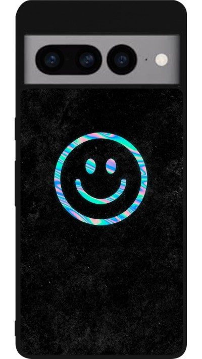 Google Pixel 7 Pro Case Hülle - Silikon schwarz Happy smiley irisirt