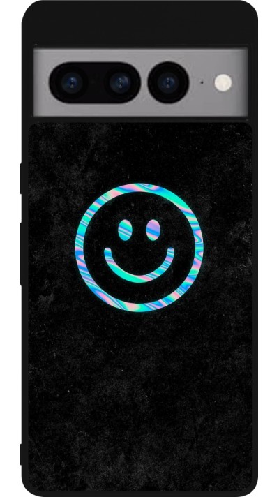 Coque Google Pixel 7 Pro - Silicone rigide noir Happy smiely irisé