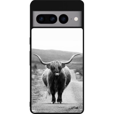 Google Pixel 7 Pro Case Hülle - Silikon schwarz Highland cattle