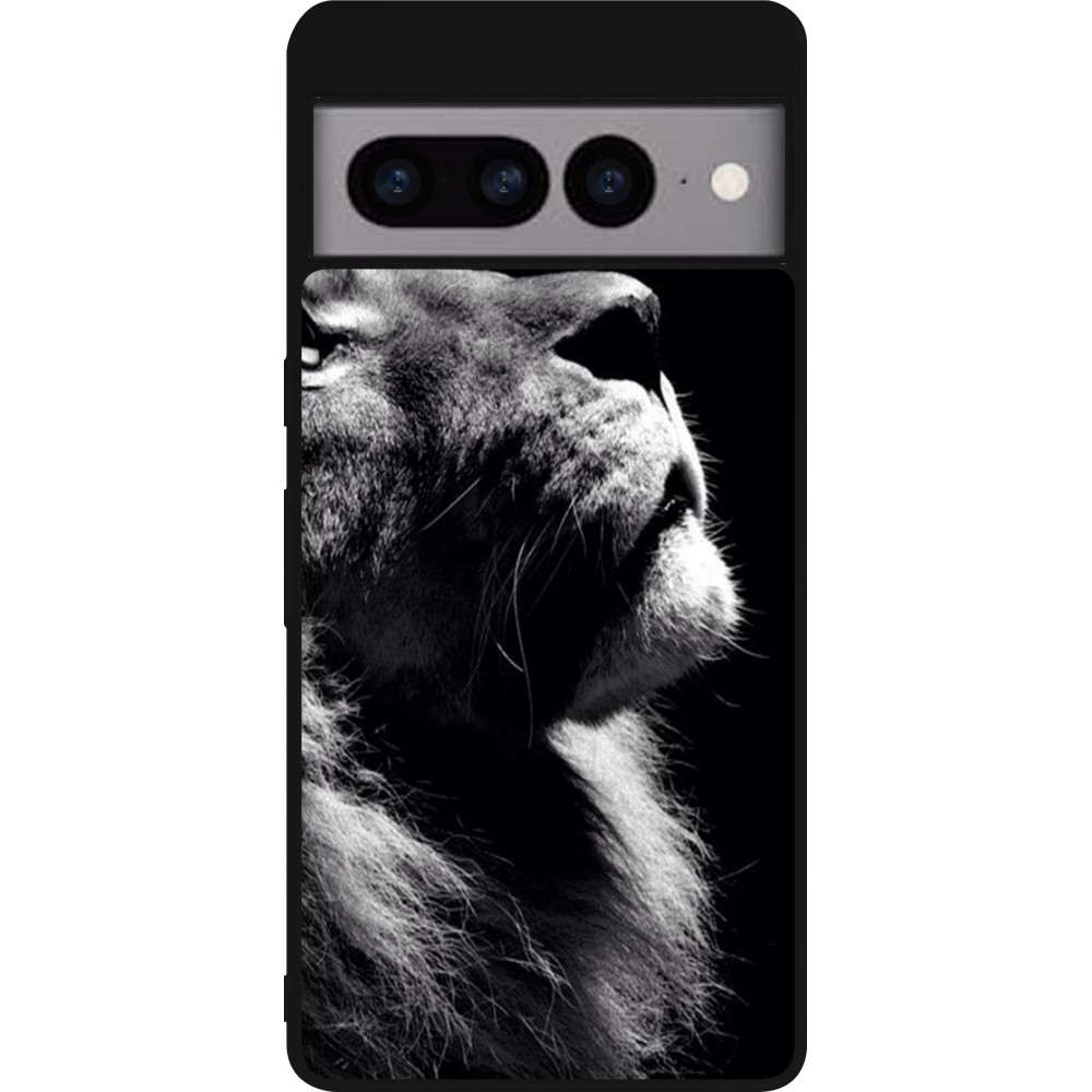 Coque Google Pixel 7 Pro - Silicone rigide noir Lion looking up