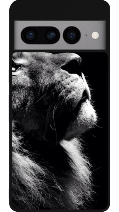 Google Pixel 7 Pro Case Hülle - Silikon schwarz Lion looking up
