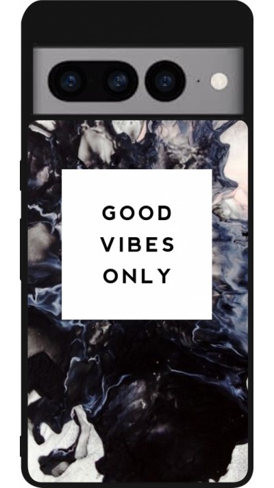 Coque Google Pixel 7 Pro - Silicone rigide noir Marble Good Vibes Only