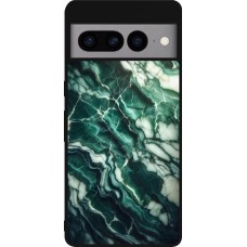 Coque Google Pixel 7 Pro - Silicone rigide noir Marbre vert majestueux