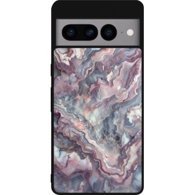 Google Pixel 7 Pro Case Hülle - Silikon schwarz Violetter silberner Marmor