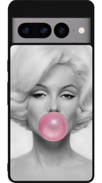 Coque Google Pixel 7 Pro - Silicone rigide noir Marilyn Bubble