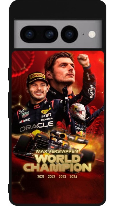 Coque Google Pixel 7 Pro - Silicone rigide noir Max Verstappen Champion 2023
