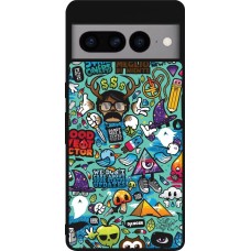 Google Pixel 7 Pro Case Hülle - Silikon schwarz Mixed Cartoons Turquoise