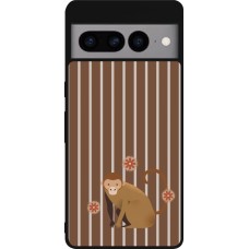 Coque Google Pixel 7 Pro - Silicone rigide noir Monkey with stripes