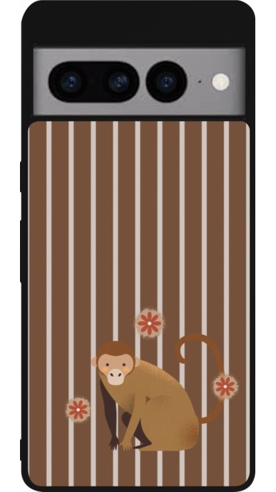 Coque Google Pixel 7 Pro - Silicone rigide noir Monkey with stripes