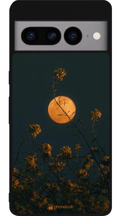 Coque Google Pixel 7 Pro - Silicone rigide noir Moon Flowers