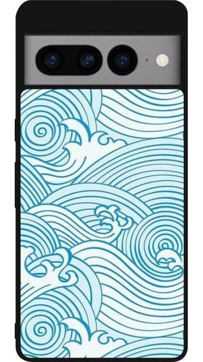 Google Pixel 7 Pro Case Hülle - Silikon schwarz Ocean Waves