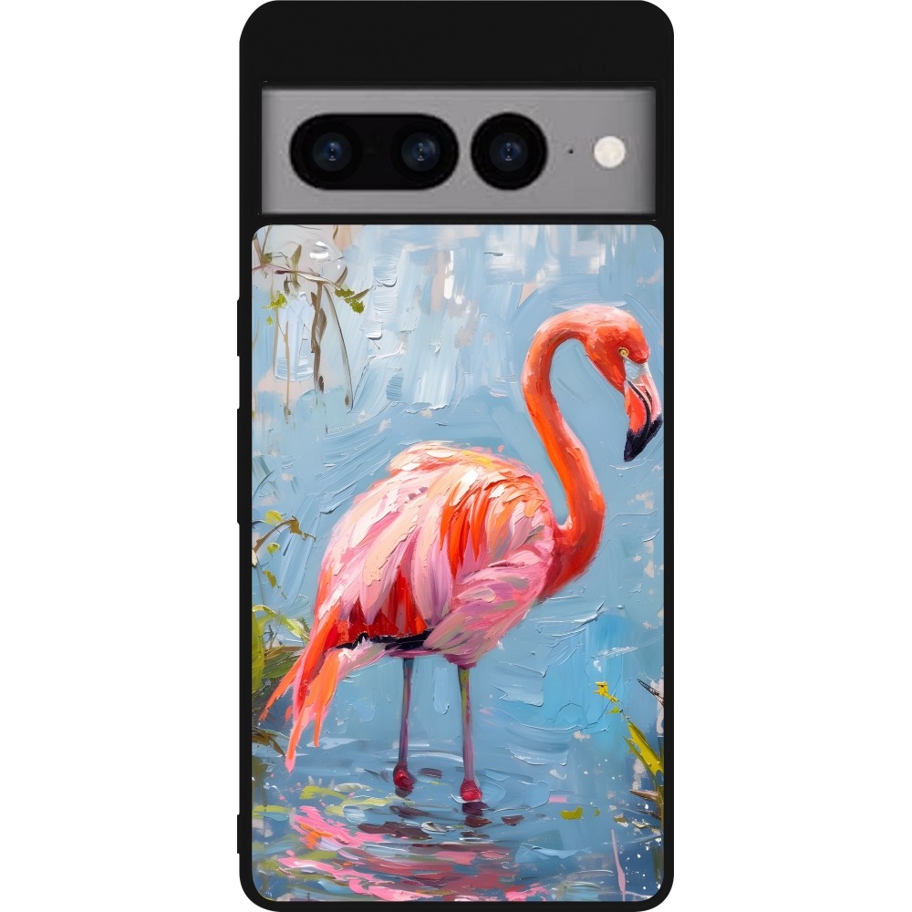 Coque Google Pixel 7 Pro - Silicone rigide noir Paint Flamingo