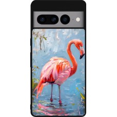 Coque Google Pixel 7 Pro - Silicone rigide noir Paint Flamingo