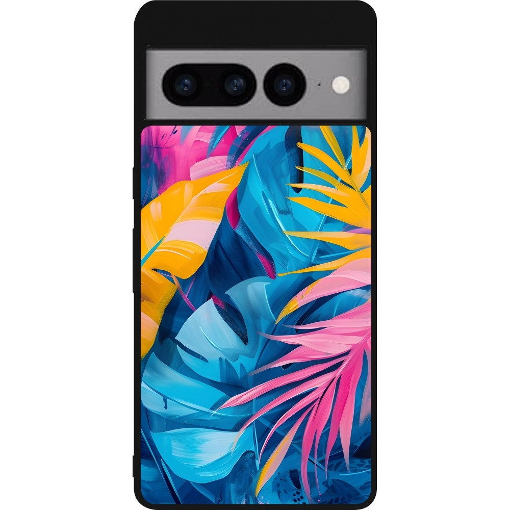 Coque Google Pixel 7 Pro - Silicone rigide noir Palms Blue