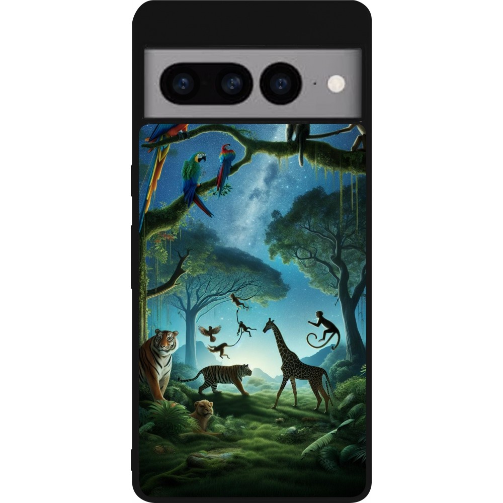 Google Pixel 7 Pro Case Hülle - Silikon schwarz Paradies der exotischen Tiere