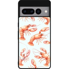 Coque Google Pixel 7 Pro - Silicone rigide noir Pattern de homards pastels