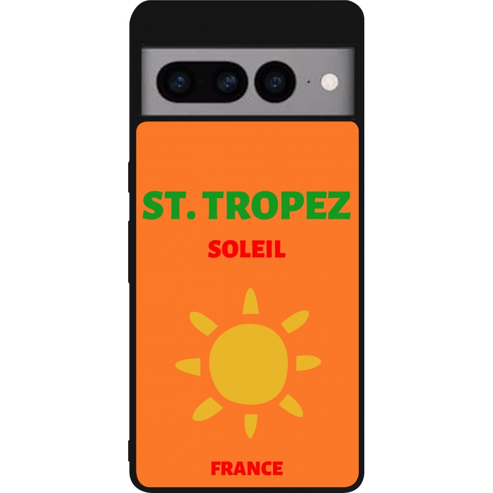 Google Pixel 7 Pro Case Hülle - Silikon schwarz Pop Summer Destination St-Tropez