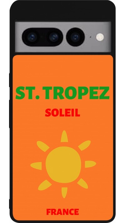 Google Pixel 7 Pro Case Hülle - Silikon schwarz Pop Summer Destination St-Tropez