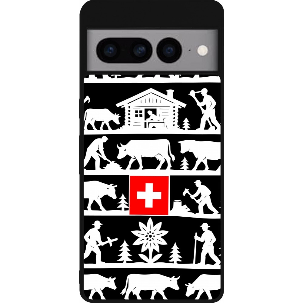 Coque Google Pixel 7 Pro - Silicone rigide noir Poya Suisse 1 noir