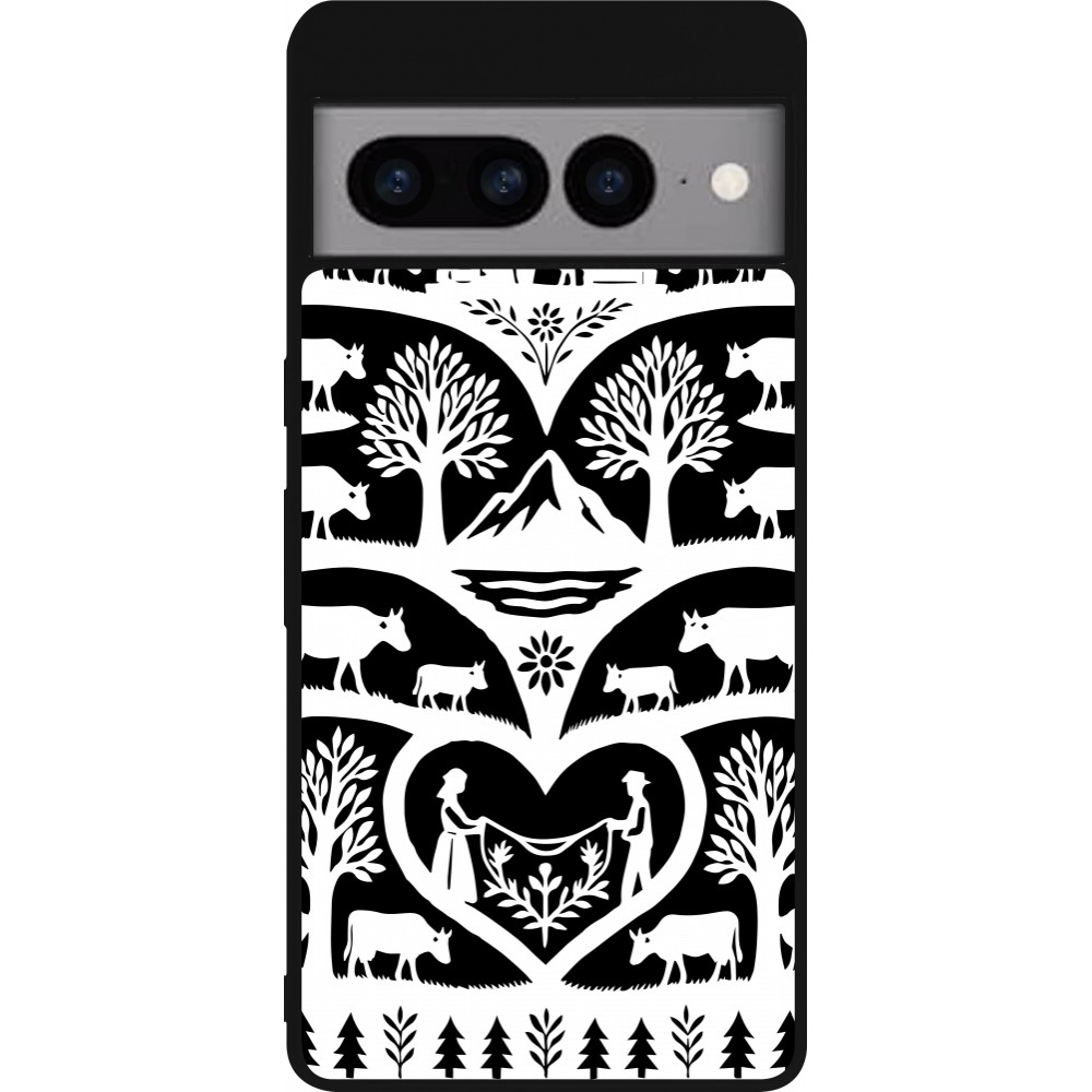 Coque Google Pixel 7 Pro - Silicone rigide noir Poya Suisse 2 noir