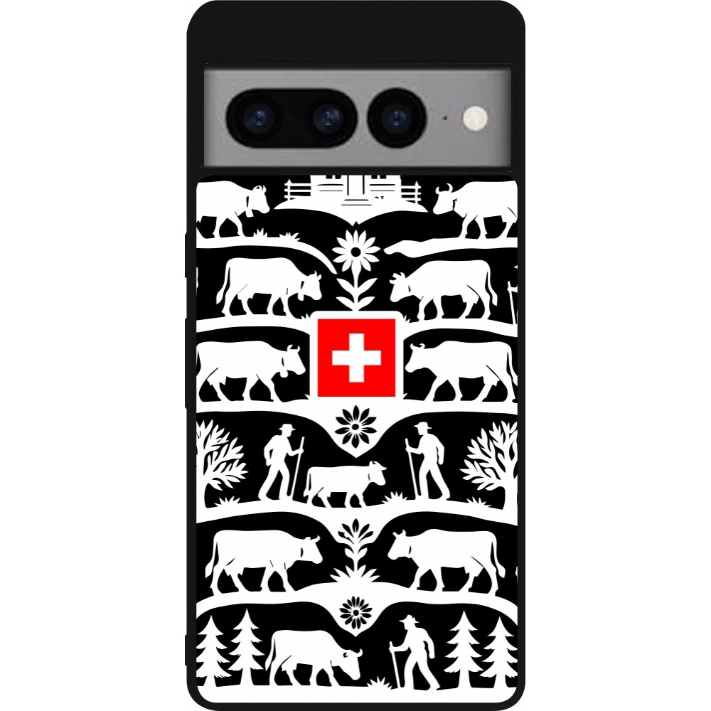 Coque Google Pixel 7 Pro - Silicone rigide noir Poya Suisse 3 noir