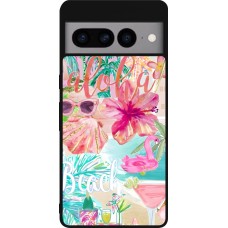 Google Pixel 7 Pro Case Hülle - Silikon schwarz Preppy Collage Aloha
