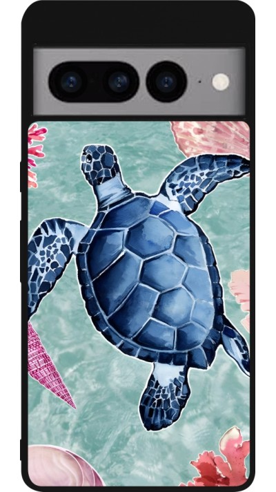 Google Pixel 7 Pro Case Hülle - Silikon schwarz Preppy Turtle