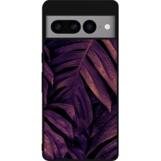 Google Pixel 7 Pro Case Hülle - Silikon schwarz Purple Light Leaves