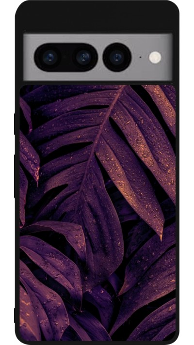 Coque Google Pixel 7 Pro - Silicone rigide noir Purple Light Leaves