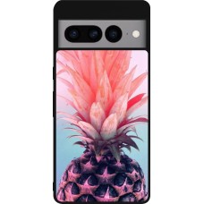 Google Pixel 7 Pro Case Hülle - Silikon schwarz Purple Pink Pineapple