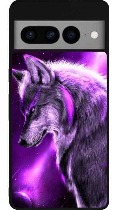 Google Pixel 7 Pro Case Hülle - Silikon schwarz Purple Sky Wolf