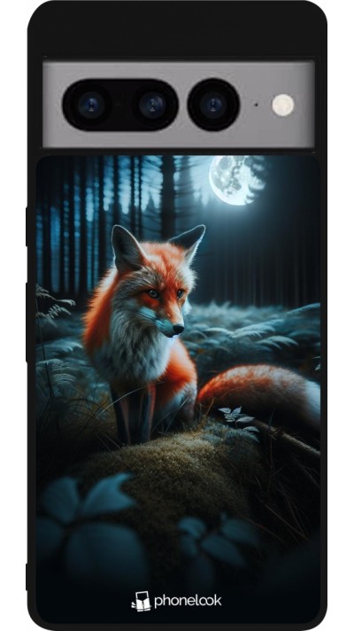 Google Pixel 7 Pro Case Hülle - Silikon schwarz Fuchs Mond Wald