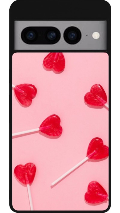 Coque Google Pixel 7 Pro - Silicone rigide noir Saint Valentines Day 26 Lollipop