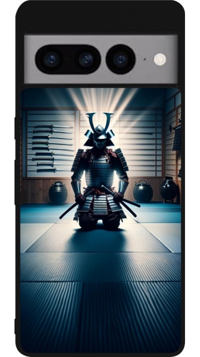 Google Pixel 7 Pro Case Hülle - Silikon schwarz Samurai im Gebet