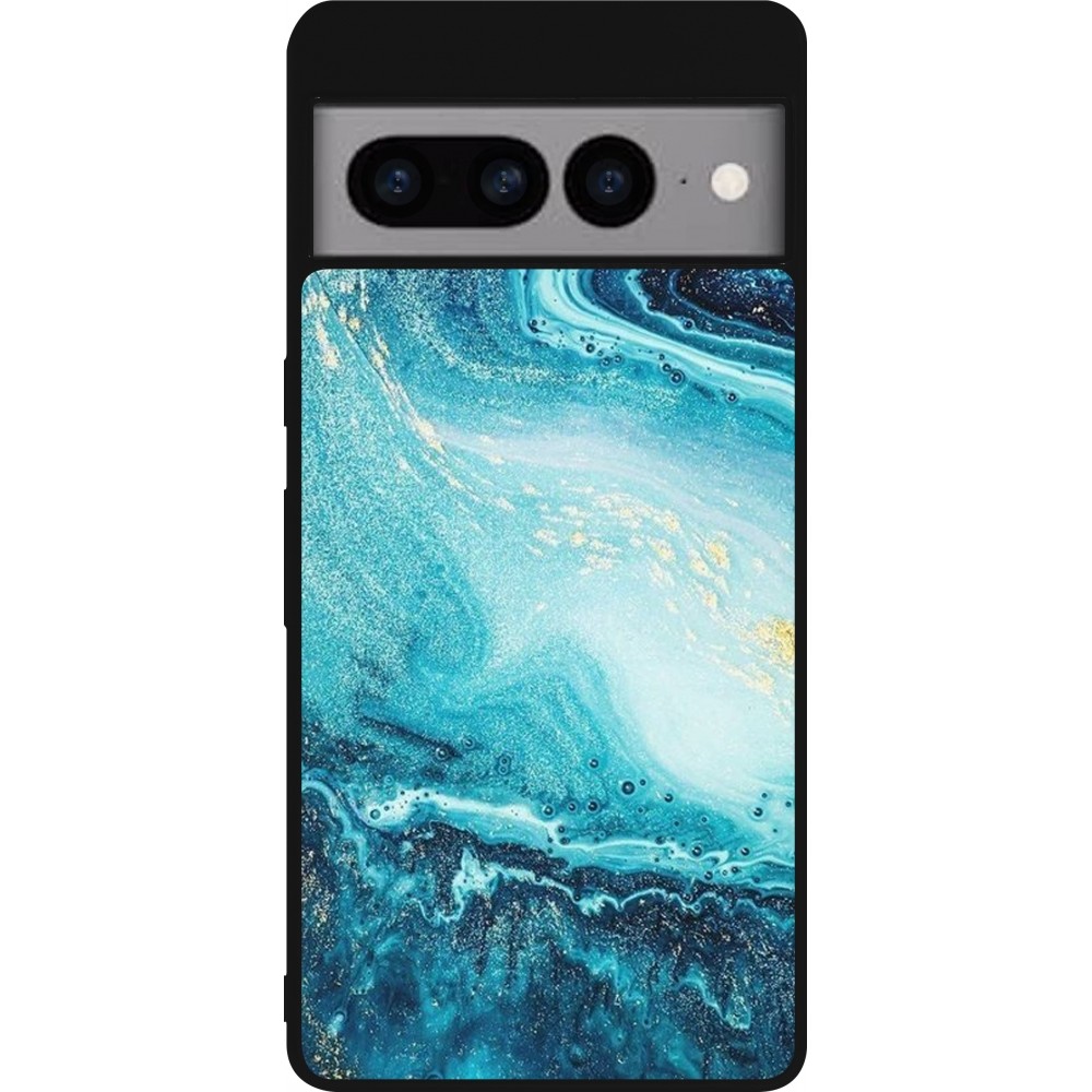 Google Pixel 7 Pro Case Hülle - Silikon schwarz Sea Foam Blue