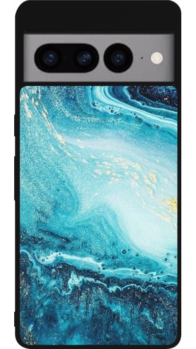 Coque Google Pixel 7 Pro - Silicone rigide noir Sea Foam Blue