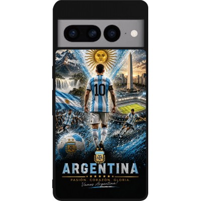 Google Pixel 7 Pro Case Hülle - Silikon schwarz Fussball Argentinien splash 2026