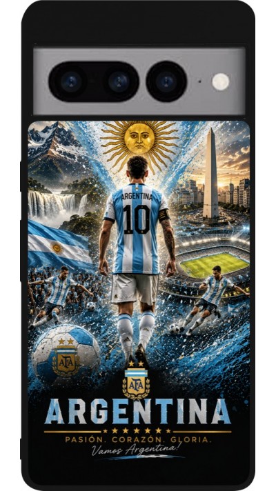 Google Pixel 7 Pro Case Hülle - Silikon schwarz Fussball Argentinien splash 2026