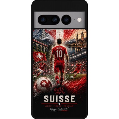Google Pixel 7 Pro Case Hülle - Silikon schwarz Fussball Suisse splash 2026