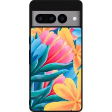 Coque Google Pixel 7 Pro - Silicone rigide noir Spring 23 colorful flowers