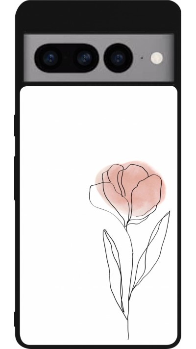 Google Pixel 7 Pro Case Hülle - Silikon schwarz Spring 23 minimalist flower