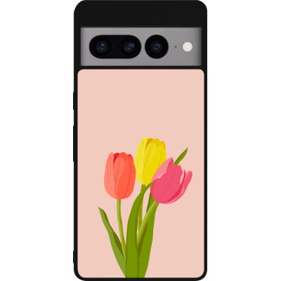 Google Pixel 7 Pro Case Hülle - Silikon schwarz Spring 23 tulip trio