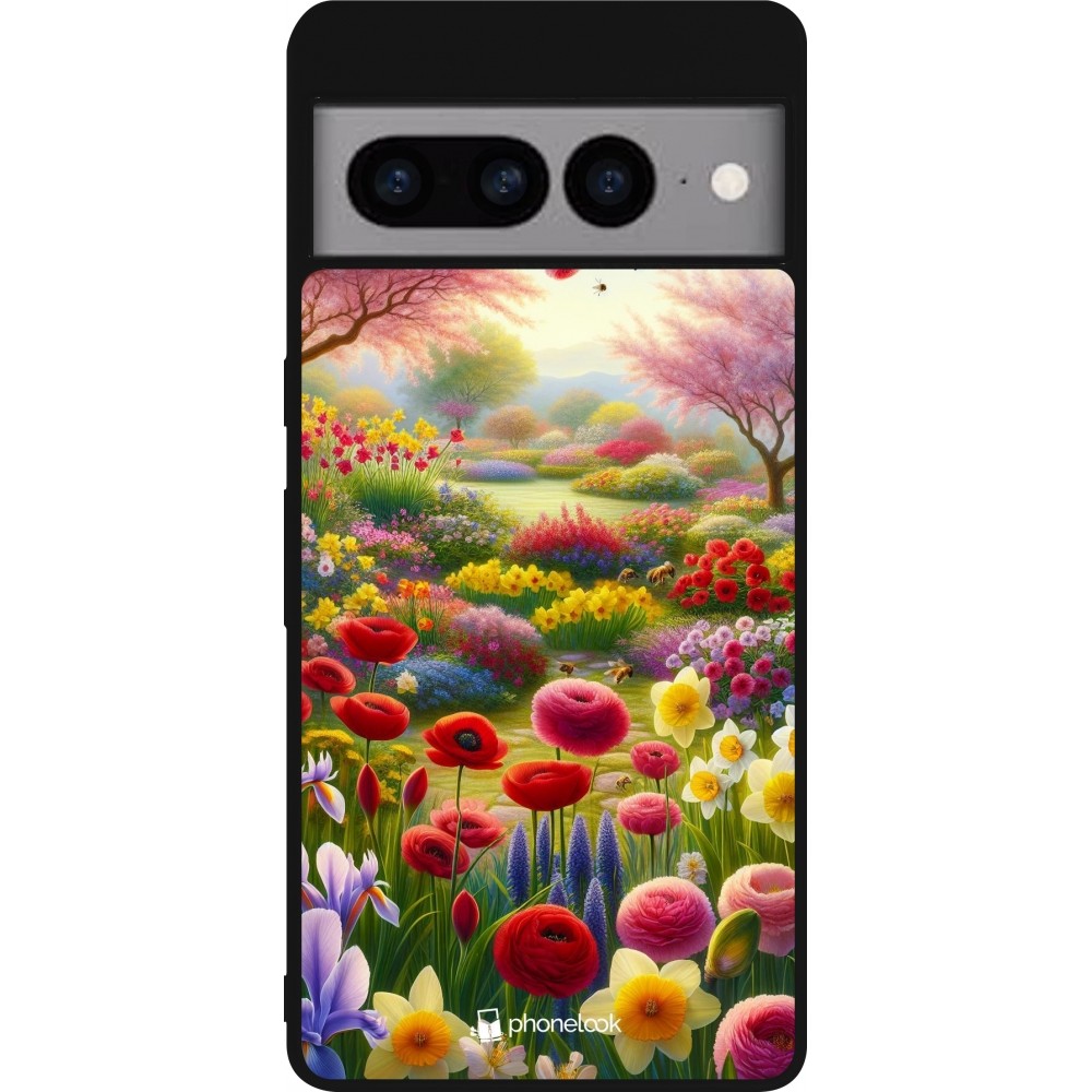 Google Pixel 7 Pro Case Hülle - Silikon schwarz Frühling 25 Strauß Frühling